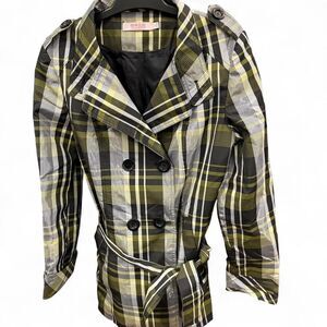 Joyance & Color - US M, (165/188A) - Vintage Black and Green Plaid Rain Jacket